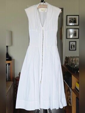 Anthropologie White Midi Dress with Front Zip